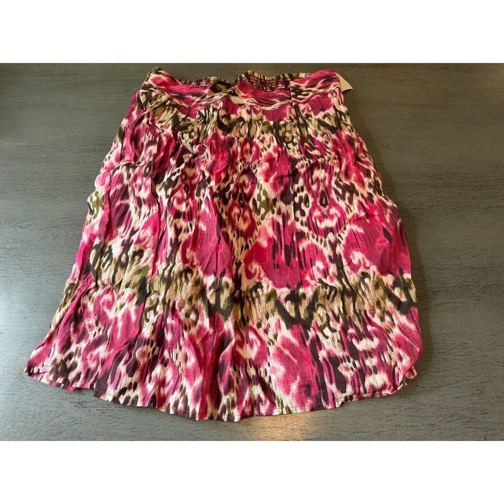 Madison Pink Ikat Smocked Waist Mini Skirt NWT Small